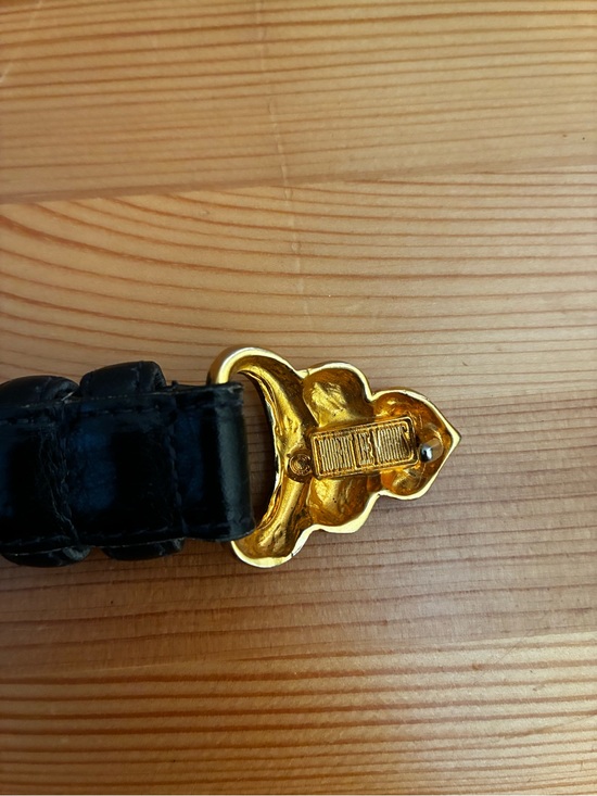 Robert Lee Morris Black Leather Skinny Waist Belt with Gold Buckle main image 5